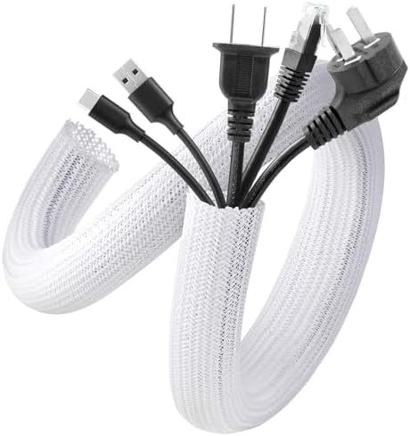 AGPTEK Cable Sleeve, 10ft - 1 inch Cable Management Cord Hider, White by AGPTEK