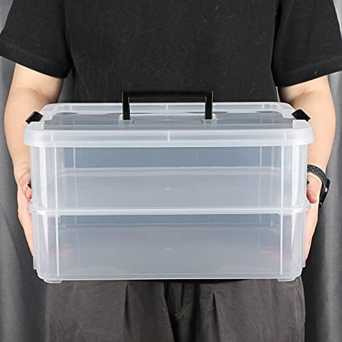 BTSKY 2 Layer Stack & Carry Box, Plastic Storage Container Box with Lid - Image 4
