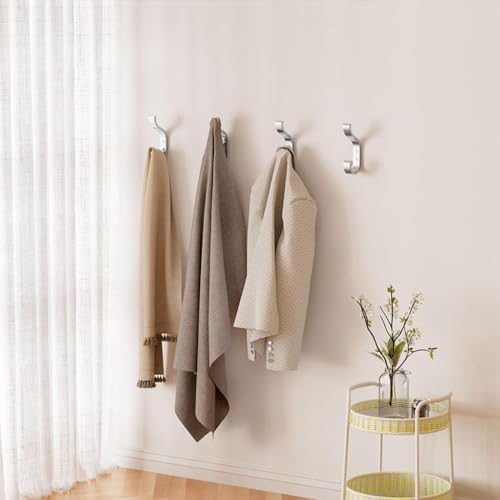 Coat Hooks Wall Mount,Heavy Duty Wall Hooks for Backpack,Towel,Silver 6 Pcs - Image 6