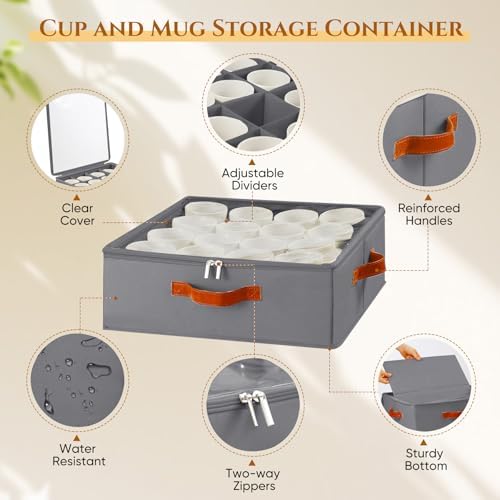 Foyego Cup and Mug Storage Box, Grey - Image 5
