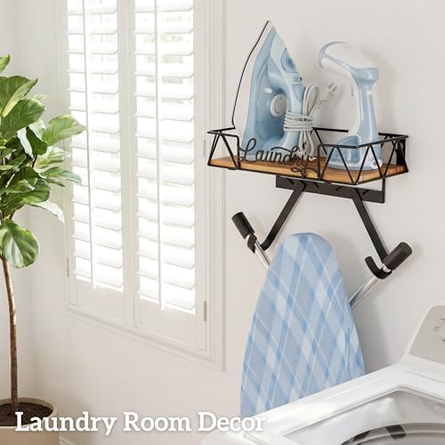 PERFNIQUE Ironing Board Holder Wall Mount, Ironing Board Hanger, Iron Board Wall Mount(T&V Shaped), Iron Storage, Laundry Room Organization&Farmhouse Laundry Room Decor - Image 5