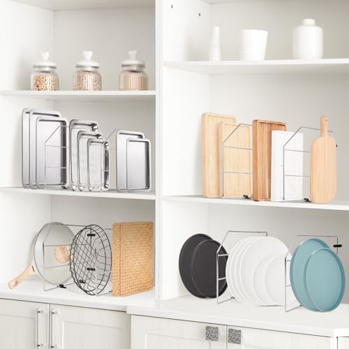 Blulu 4 Pcs Baking Sheet Organizer 12" x 20" Tray Dividers for Cabinets Kitchen Cabinet Dividers Vertical for Baking Sheets Chrome Pan Rack Storage Wires for Kitchen Cupboards(Silver) - Image 5