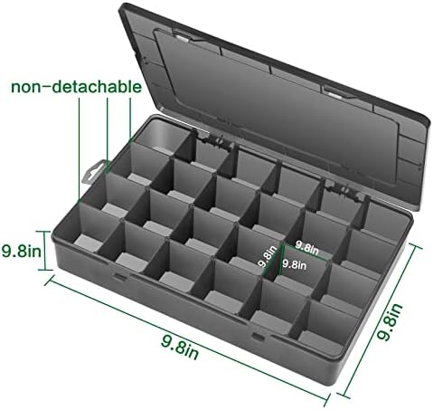 Gbivbe Large 24 Grids Plastic Organizer Box Adjustable Dividers,Clear Storage Box for Jewelry, Art DIY Crafts, Washi Tapes, Beads and Small Parts(Black, 2Pack) - Image 5