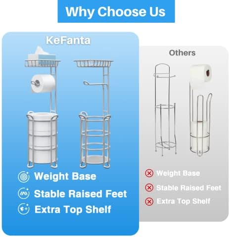 Toilet Paper Holder Stand with Shelf for Phone, Free Standing Tissue Roll Storage and Dispenser Rack for 4 Mega Rolls, Silver Gray - Image 3