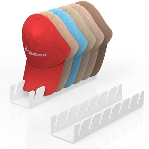 Nicetree Hat Organizer for Baseball Caps, 2 Pcs No Install Acrylic Hat Racks for 14 Baseball Caps Storage, Hat Stand for Caps Display and Organizer for Dresser, Bedroom, Closet, Office by Nicetree