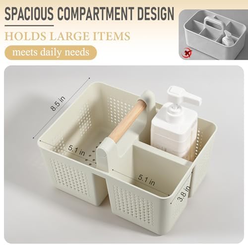 Portable Shower Caddy Basket Plastic Caddy Organizer with Handle Beige - Image 5