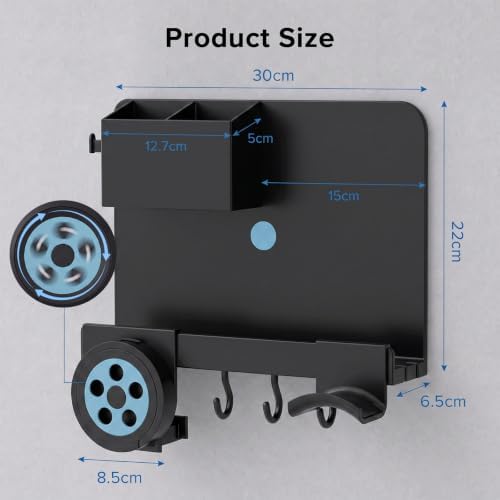Floating Bedside Wall Shelf, Metal Bedside Wall Organizer (Balck) - Image 2