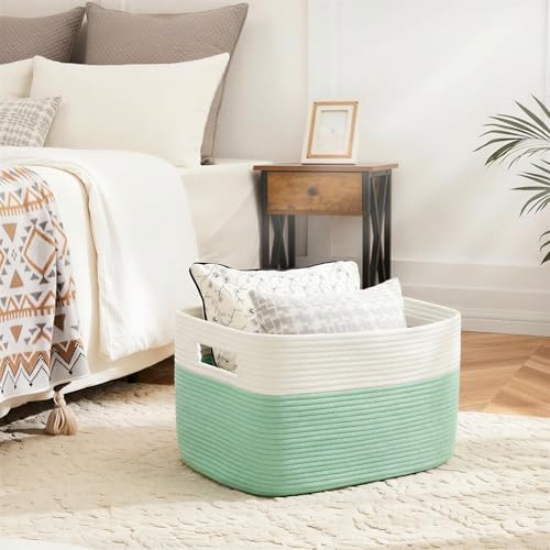 Artfeel Blanket Basket,Rectangle Woven Baskets for Storage,65L Laundry Basket for Decorative Nursery Blanket,Toys,Dirty Clothes and Magazine in Shelves,Baby Room,and Living Room - Image 2
