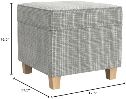 HomePop 18" Classic Square Storage Ottoman - Sage Mini Grid Pattern - Image 3