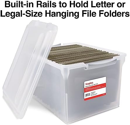 Staples Store & Slide Hanging File Box, Latch Lid, Letter/Legal, Clear - Image 3