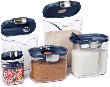 ProKeeper+ Airtight Food Storage Container Set – Clear Plastic Flour and Sugar Canister Set with Magnetic Accessories for Kitchen Organization (Navy, 9-Piece) - Image 5