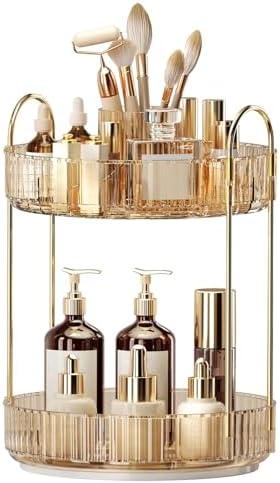360 Rotating Makeup Organizer - Large-Capacity Skincare & Makeup Storage with 2-Tier Perfume Organizers, Cosmetic Dresser & Makeup Brush Holder - Fits Bedroom, Bathroom, Vanity Shelf & Countertop by Oifecsie