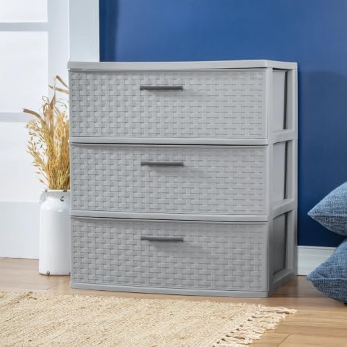 Sterilite Wide 3-Drawer Weave Storage Unit for Bedroom and Dresser, 4-Pack - Image 2