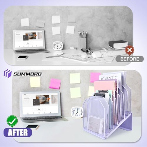 SUMMORO Inclined File Organizer for Desk, 7-Section Vertical File Holder - Image 4
