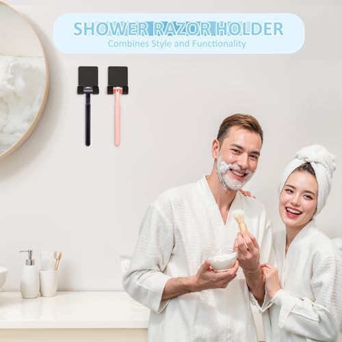 VIS'V Shower Wall Adhesive Razor Holder for His and Hers, Black, 2 Pcs - Image 2