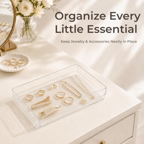 LotFancy 3 Pack Stackable Clear Plastic Drawer Organizer, Cosmetic, 12x6x2 - Image 3
