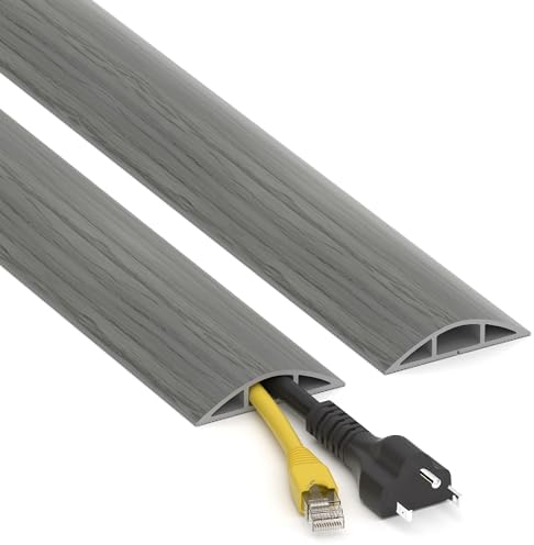 ZhiYo 4ft Floor Cord Cover, Cable Cavity 0.6" W x 0.32" H, Grey Wood - Image 3