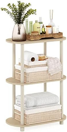 Furinno Turn-N-Tube Toolless 3-Tier Oval Display Shelf, Bauhaus Oak by Furinno-FitsYourSpaceFitsYourBudget