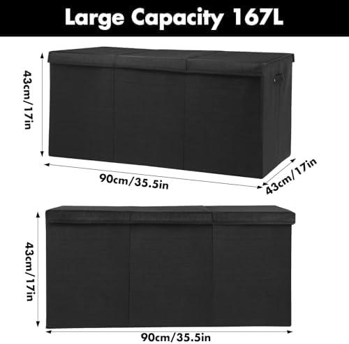 167L Large Toy Box Chest Storage with Lid, Collapsible Kids Toy Storage - Image 4