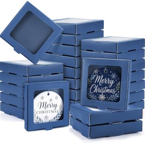 Dunzoom 25 Pcs Christmas Sublimation Blanks Ornament Gift Box, Dark Blue by Dunzoom