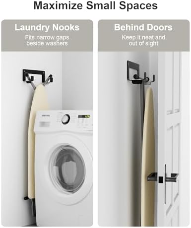 Ironing Board Holder Wall Mount, Heavy Duty Hooks, Black - Image 5
