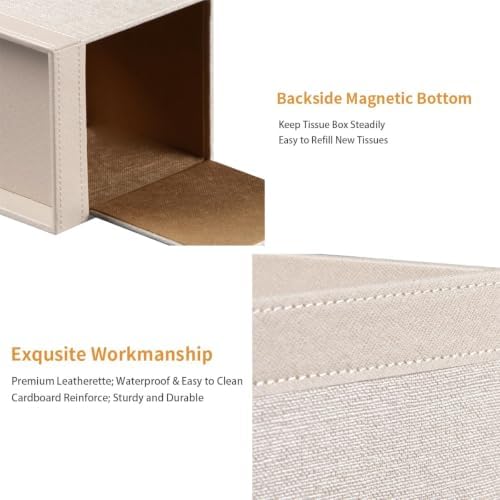 PU Leather Square Tissue Box Cover with Storage Tray,Modern Decorative Tissue Holder for Bathroom Vanity Night Stands, Office Desk,Stylish Tissue Holder for Home & Office Décor - Image 6