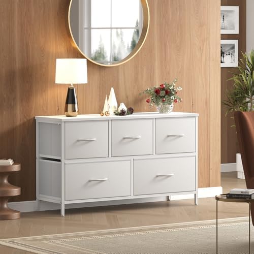 OLIXIS White Dresser for Bedroom, Wide Chest of Drawers for Clothes Storage - Image 2