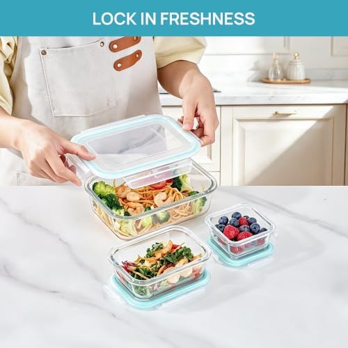 Vtopmart 3 Pack Glass Food Storage Containers with Lids Green - Image 4