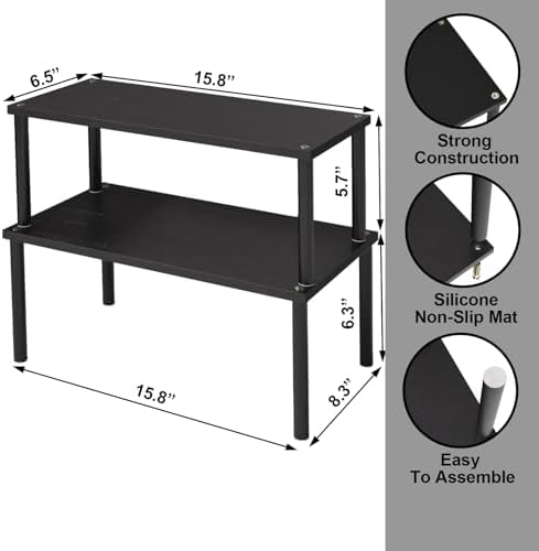 VERTORGAN 2 Pack Cabinet Organizer Shelf,Bamboo Countertop(Large,Black) - Image 6