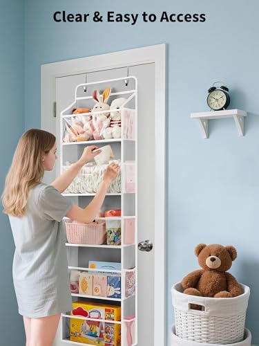 JARLINK Over The Door Toy Storage Organizer w/Clear Window, Light Grey - Image 3