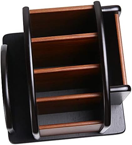 Siveit Wooden Desk Organizer, Desktop Office Supplies Storage Remote Control Caddy Holder (6-Compartment) - Image 4