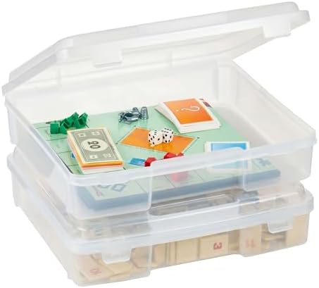 IRIS USA Board Game Storage |Made in USA| Thick Craft Case (2-Pack) - Clear by IRISUSA