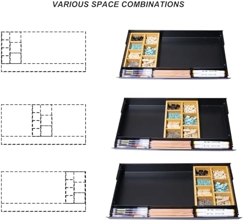 Large Under Desk Mounted Sliding Drawer with Bamboo Tray and 60 Degree Tilt Panel to Pull Out, 22'' Long & 13'' deep Large Storage Organizer for Sit Stand Workstation - Image 4