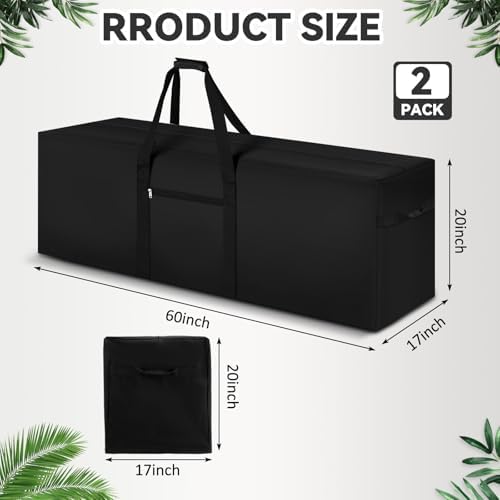 2 Pcs 60 x 17 x 20 Inch, 332 L Large Storage Duffle Bag Black - Image 2