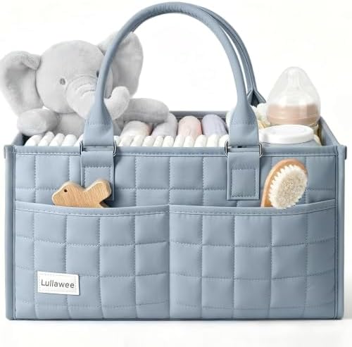 Baby Diaper Caddy Organizer, Portable Nursery Storage Basket with Handle by Lullawee