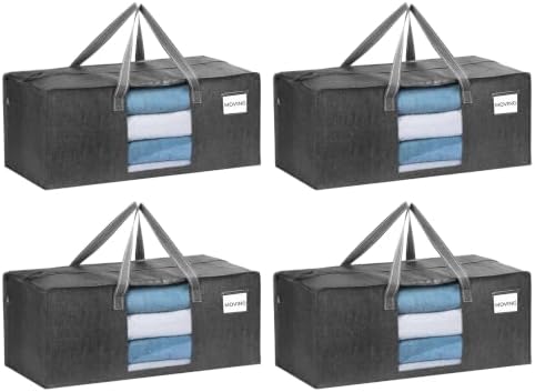 VENO Heavy Duty Moving Bags, Storage Bags, Clear Window, Gray, 4 Pack by Veno