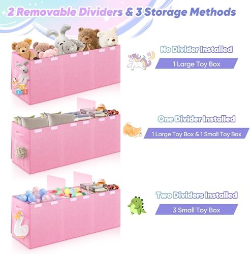 Extra Large Toy Box with Lids, Collapsible Storage Chest, 40"x16"x16" Pink - Image 6
