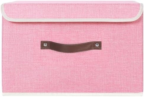 ANMINY Fabric Storage Box Bins with Lids, Pink, 15"x10"x10" - Image 2