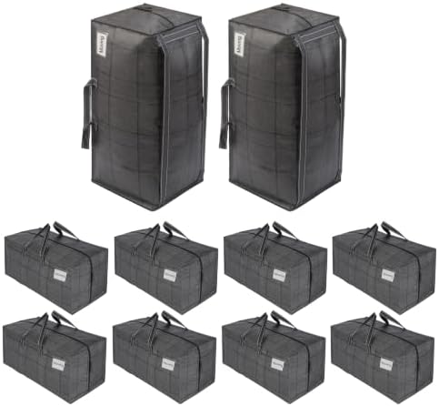 VENO 10 Pack Heavy Duty Moving Bags with Backpack Straps, Zippers & Handles, Extra Large Packing Bags for College Dorm Essentials, Moving Supplies Alternative to Cardboard Moving Boxes by Veno