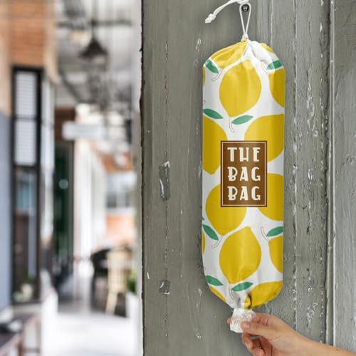 Plastic Bag Organizer, Reusable Grocery Country Style Plastic Bag Dispenser ​for Home Kitchen Travelling Camping Decor, Dispenser use 1 Pack，Lemon Pattern - Image 6