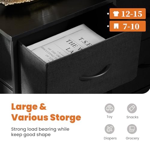 Sweetcrispy Black Dresser for Bedroom Tall, 8 Drawer Storage Organizer - Image 4