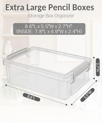 Sooez 6 Pack Extra Large Pencil Box, Plastic Pencil Case Crayon Box - Image 2