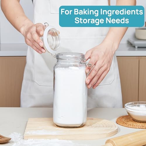 Vtopmart 78oz Glass Food Storage Jars with Airtight Clamp Lids, 3 Pack - Image 4