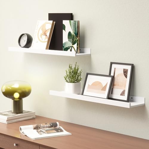 Boswillon Floating Shelves Set of 2, Long Wall Shelf with Lip, 24in, White - Image 6