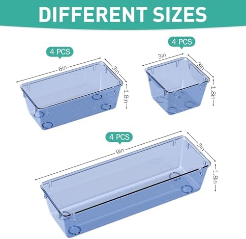9 Pack Clear Drawer Organizer Set, Drawer Storage Trays, Storage Bins - Image 2