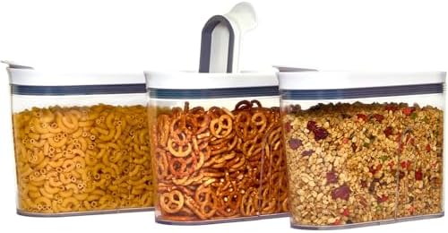 Felli Airtight Cereal Containers 2.6 Qt, Stackable BPA-Free Acrylic Cereal Dispenser with Flip-Top Lid, Small Dry Food Storage for Oats, Granola, Rice (Small 2.6 Qt - 3pk) by Felli