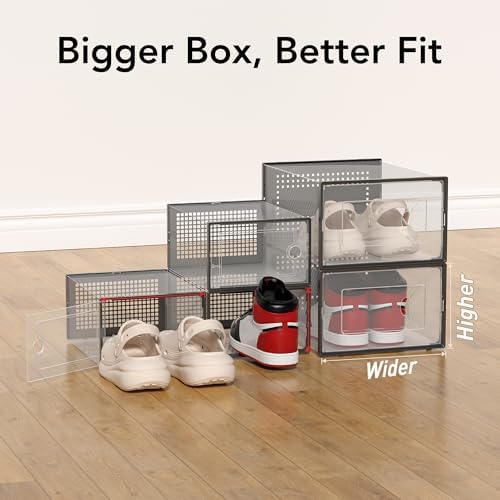 Foluck X-Large 15 Pack Shoe Storage Organizer Box Clear Plastic Stackable - Image 3