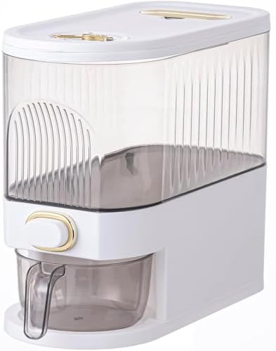 Sooyee Clear 11Lbs Rice Dispenser, Large Grain Container Storage with Lid, Measuring Cylinder, Moisture Proof Household Cereal Dispenser Bucket for Kitchen Soybean Corn - Image 2