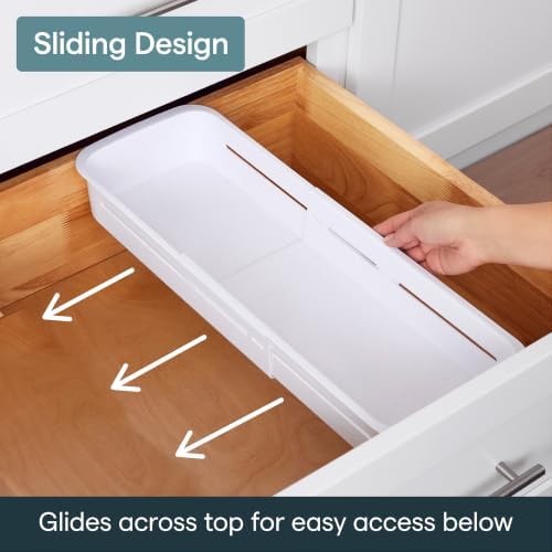 YouCopia DrawerFit® Sliding Drawer Bin, Expandable and Adjustable Kitchen Storage Organizer, Speckled White - Image 5