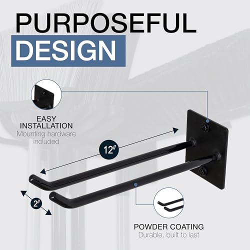 StoreYourBoard Heavy Duty Ladder Hooks for Garage Wall, Holds 2 Ladders - Image 3